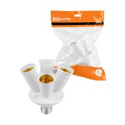 Переходник Е27-4хЕ27, узкий, белый, TDM