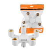 Переходник Е27-5хЕ27, белый, TDM