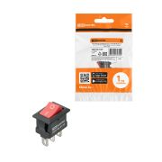 Выключатель клавишный KCD11-102 250В AC/DC, 1P, 3А, (3с), ON-ON, черный корпус, красная клавиша, Micro TDM