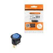 Выключатель клавишный круглый KCD2-101N 12В AC/DC, 1P, 20А, (3с), ON-OFF, черный корпус, синяя клавиша с LED подсветкой TDM