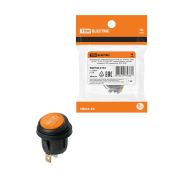 Выключатель клавишный круглый KCD2-101N/FS 250В AC/DC, 1P, 6А, (3с), ON-OFF, черный корпус, красная клавиша с LED подсветкой, IP54 TDM