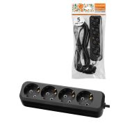 Удлинитель 4 гнезда, 5 метров, с/з, 10 А, 2300 Вт, черный, НАРОДНЫЙ У1-42050 (Ун1 420-0001)