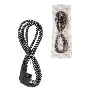 Шнур сетевой с вилкой в тканевой оплетке ПВС-ВП 3x0,75мм2 1,8м, 2400 Вт с/з черный TDM