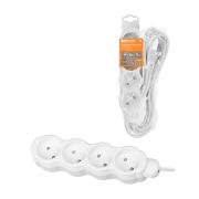 Удлинитель бытовой «Люкс» 4 гнезда, 3 м, б/з, с з/ш, ПВС 2х0,75 мм2, 6 А, 250 В, 1400 Вт TDM У-41013