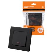 Выключатель 1 кл. с подсветкой 10А черный «Сенеж» TDM