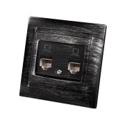 Розетка компьютерная двойная RJ45 старинное серебро «Лама» TDM