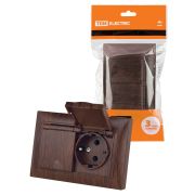 Розетка двойная 2П+З 16А 250В IP44 с защ. шт. с крышкой венге «Лама» TDM