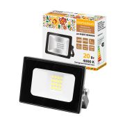 Прожектор СДО-05-020 20 Вт, 1600 лм, 4000 К, 220-240 В, IP65, черный, Народный