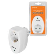 Сетевой фильтр 1 гнездо 2П+З с з/ш 16А 250В белый TDM
