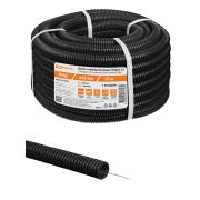 Труба гофрированная ПНД безгалогенная (HF) d 32 с зондом (25 м) легкая 350H черная TDM