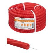 Труба гофрированная ПНД безгалогенная (HF) d 25 с зондом (25 м) легкая 350Н красная TDM