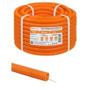 Труба гофрированная ПНД безгалогенная (HF) d 20 с зондом (25 м) легкая 350Н оранжевая TDM