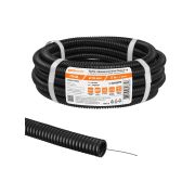 Труба гофрированная ПНД безгалогенная (HF) d 16 с зондом (5 м) легкая 350Н черная TDM